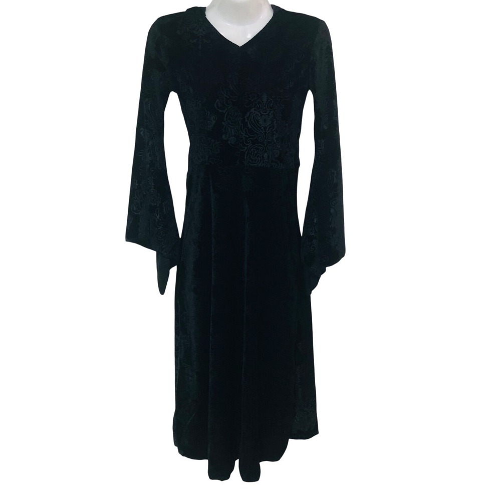 Spirit Velvet Hooded Dress Bell Slv Witch Goth Medieval Cosplay Girls Womens M